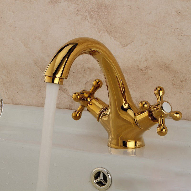 Industrial Wide Spread Bathroom 2 Faucet Cross Handles Lavatory Faucet