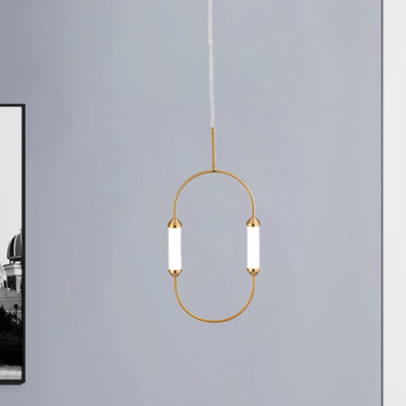 Simputivo a pendente ad anello ovale Metallico 19,5 "/20,5"/25 "H LED LED a soffitto appeso al letto in oro con ombra acrilica, luce bianca/calda