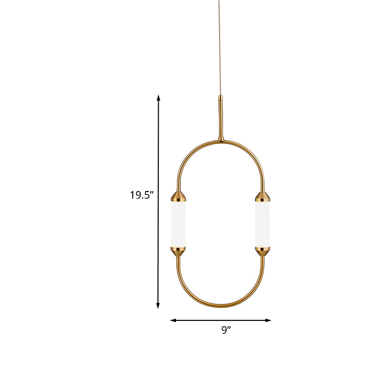Simputivo a pendente ad anello ovale Metallico 19,5 "/20,5"/25 "H LED LED a soffitto appeso al letto in oro con ombra acrilica, luce bianca/calda