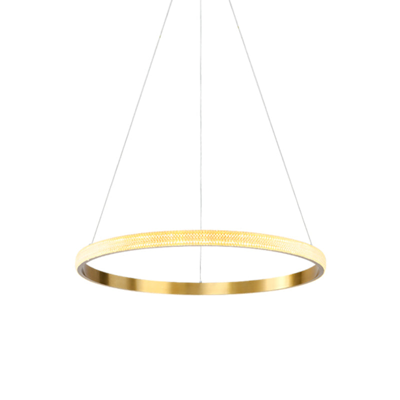 19"/25.5" Dia Gold Ring Suspension Light Minimalist LED Acrylic Ceiling Pendant Lamp in White/Warm Light