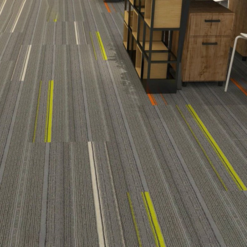 Modern Carpet Tile Level Loop Striped Print Interlocking Non-Skid Tiles and Carpet