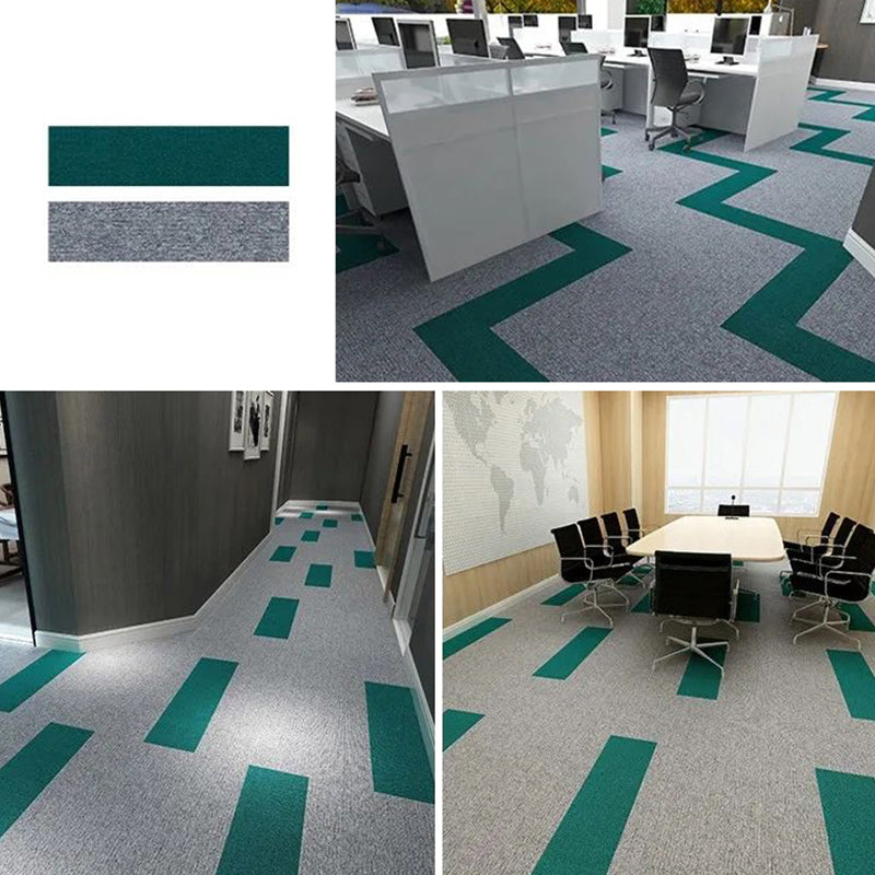 Modern Carpet Tile Level Loop Striped Print Interlocking Non-Skid Tiles and Carpet