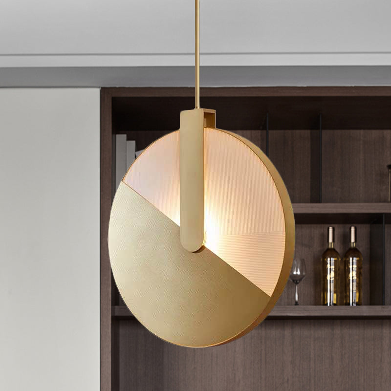 Circle Panel Rotatable Hanging Light Post-Modern Aluminum LED Brass Ceiling Lamp in White/Warm Light