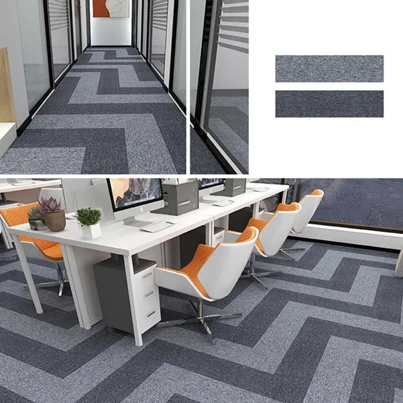 Modern Carpet Tile Level Loop Striped Print Interlocking Non-Skid Tiles and Carpet