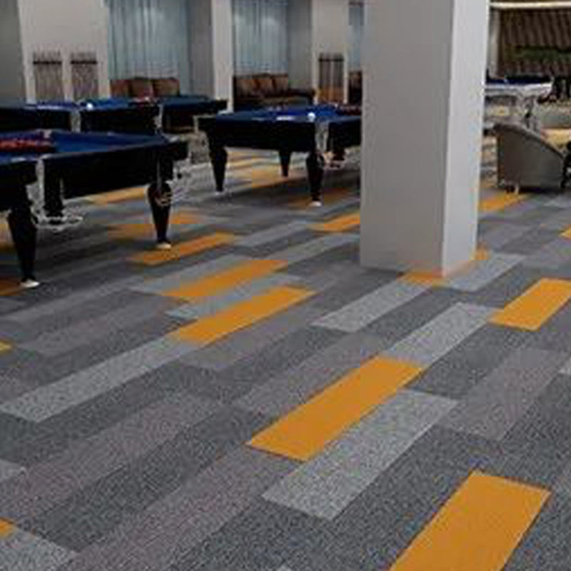 Modern Carpet Tile Level Loop Striped Print Interlocking Non-Skid Tiles and Carpet