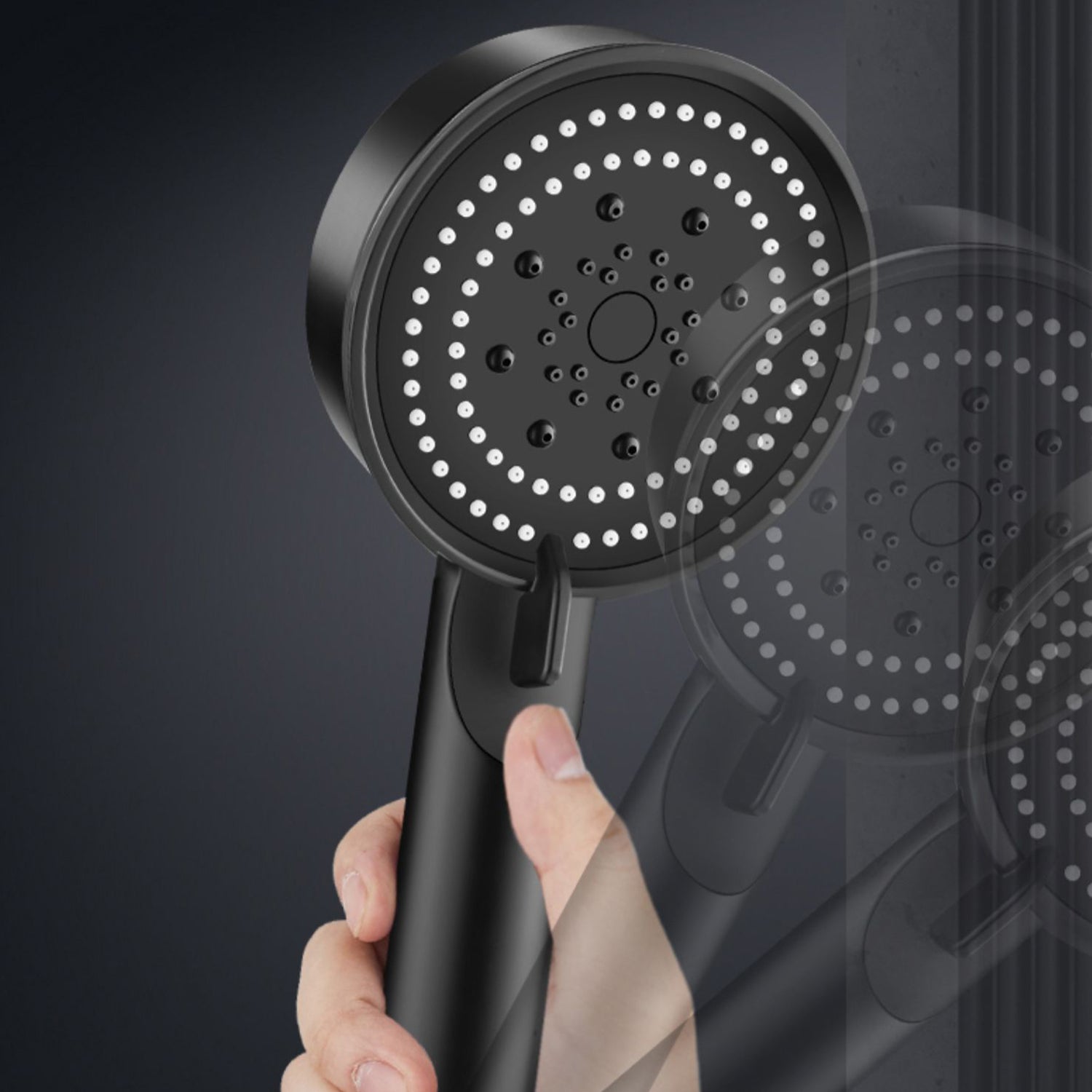 Round Hand Shower Adjustable Spray Pattern Wall-Mount Showerhead
