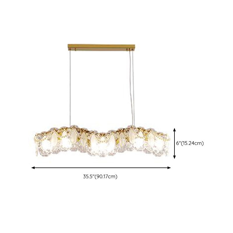 Modern Metal Pendant Light Geometric Shape Island Light with Glass Shade for Living Room