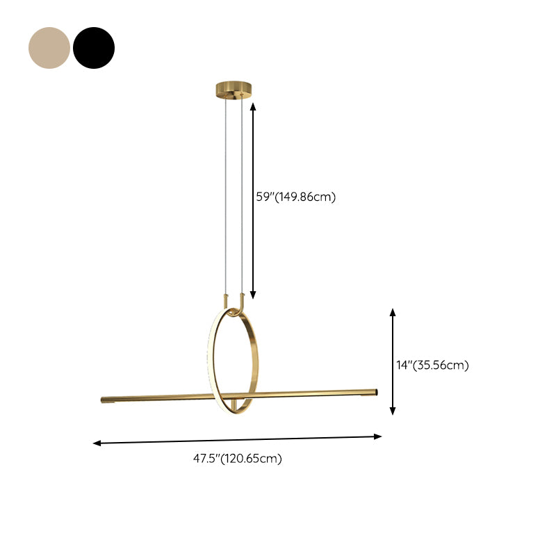 Post Modern 2 - Light Kitchen Island Fixture Iron LED Pendant Ceiling in Black / Gold