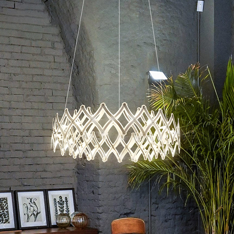 31,5 "/23,5" W Grid Kronleuchter zeitgenössischer Acryl -Esszimmer LED -Federung in Chrom/Gold, warm/weißes Licht