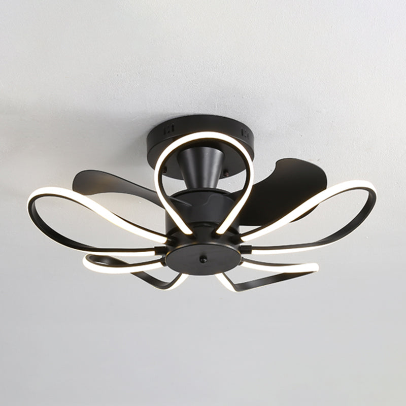 Contemporary LED Ceiling Fan Linear Ceiling Fan Light in Black / White / Gold