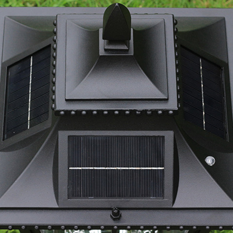 Rectangle Shape Metal Outdoor Light Modern Single Light Solar Pillar Lamp