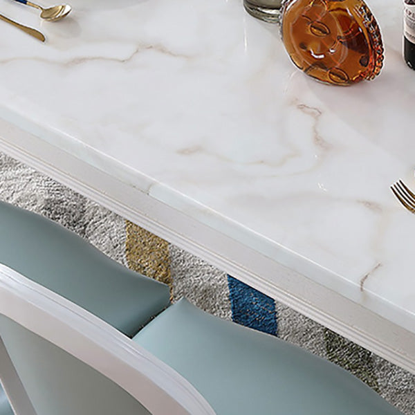 Rectangle Marble Table White Dining Table for Kitchen Dining Room