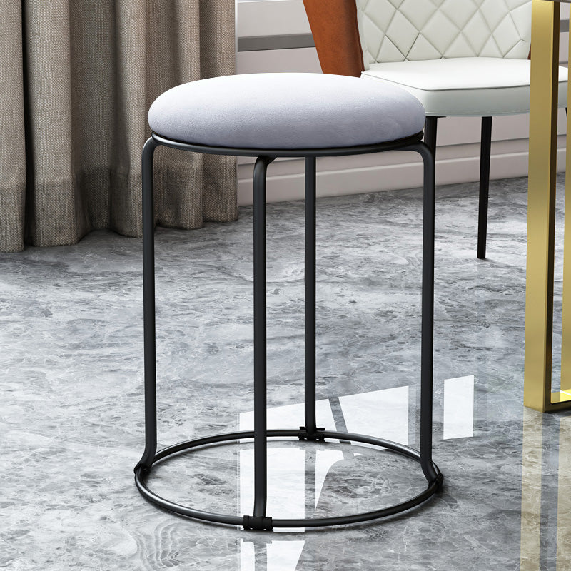 Glam Ottoman Velvet Tear Resistant Metal Legs Solid Color Round Ottoman