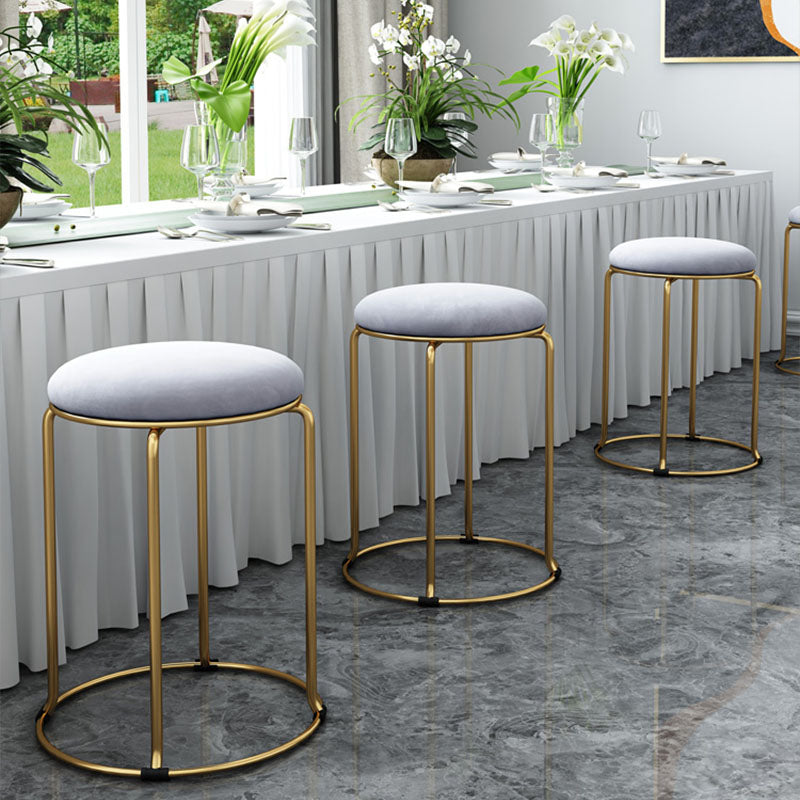 Glam Ottoman Velvet Tear Resistant Metal Legs Solid Color Round Ottoman