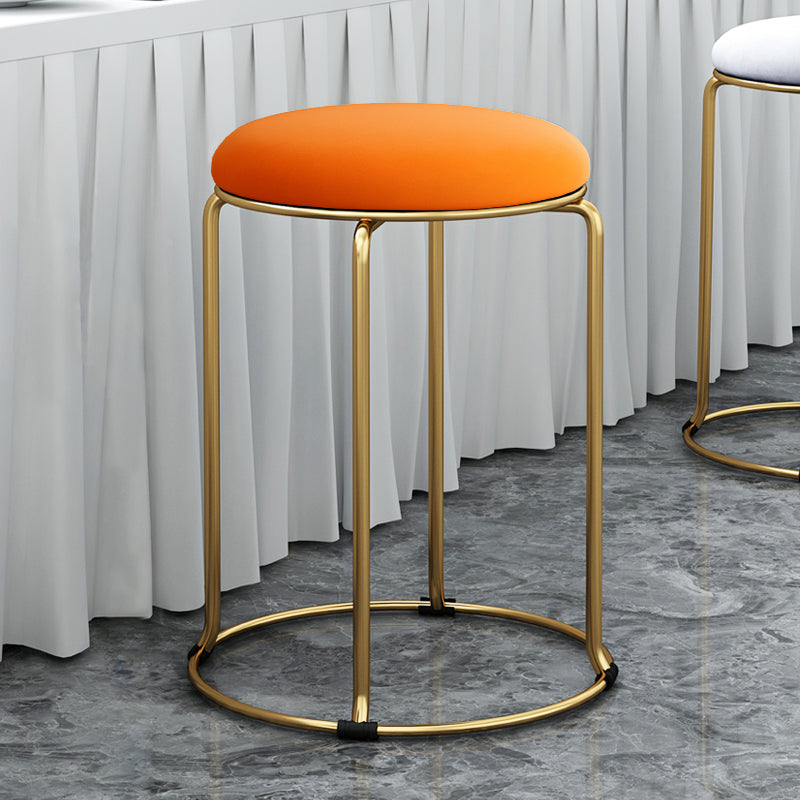 Glam Ottoman Velvet Tear Resistant Metal Legs Solid Color Round Ottoman