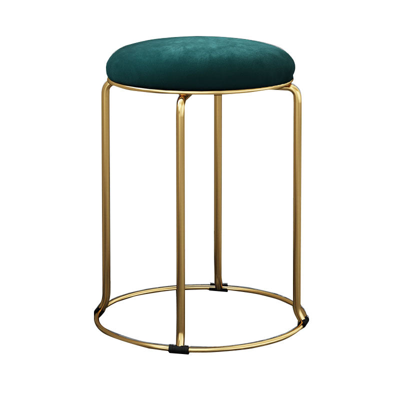 Glam Ottoman Velvet Tear Resistant Metal Legs Solid Color Round Ottoman