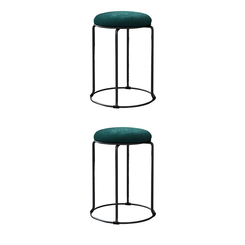 Glam Ottoman Velvet Tear Resistant Metal Legs Solid Color Round Ottoman