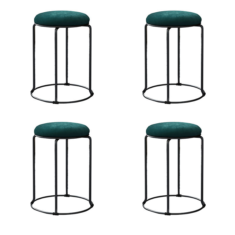 Glam Ottoman Velvet Tear Resistant Metal Legs Solid Color Round Ottoman