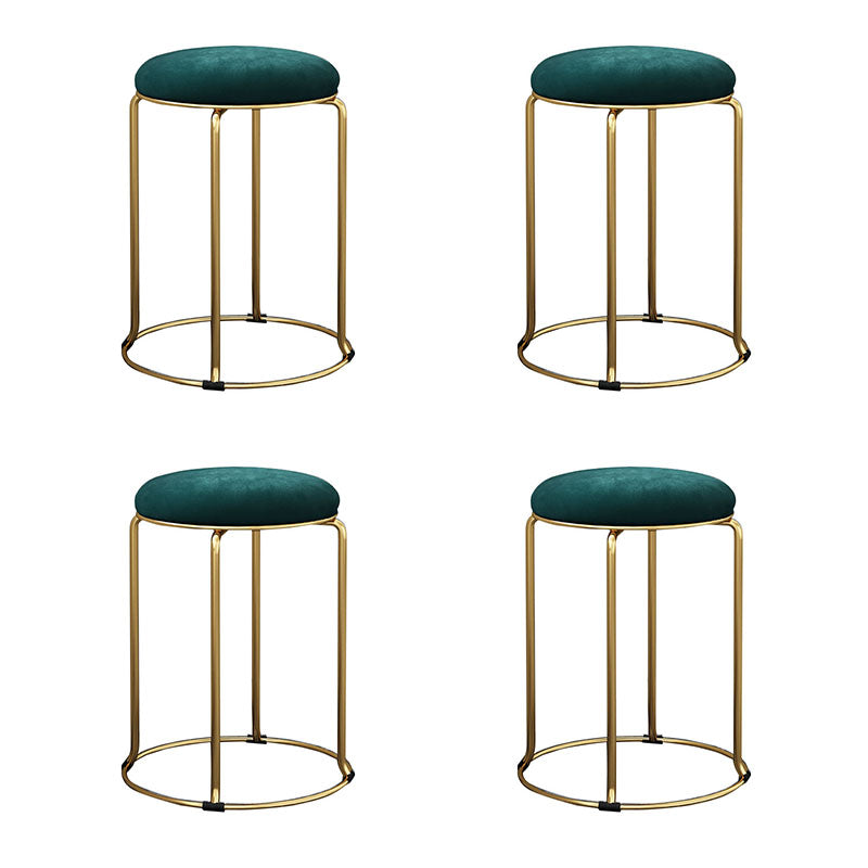 Glam Ottoman Velvet Tear Resistant Metal Legs Solid Color Round Ottoman