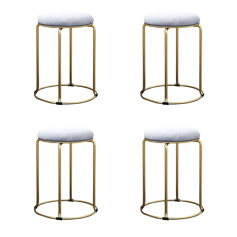 Glam Ottoman Velvet Tear Resistant Metal Legs Solid Color Round Ottoman