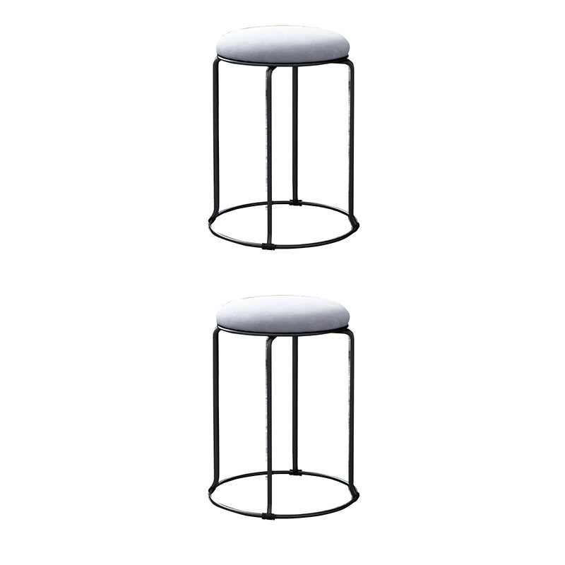 Glam Ottoman Velvet Tear Resistant Metal Legs Solid Color Round Ottoman