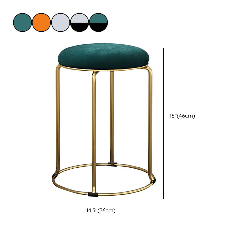 Glam Ottoman Velvet Tear Resistant Metal Legs Solid Color Round Ottoman