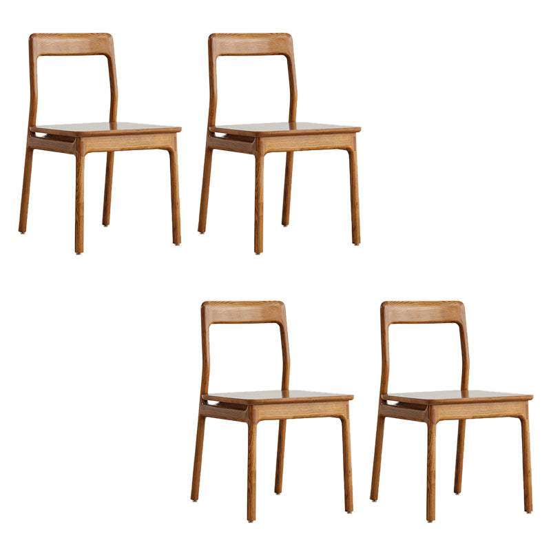 Indoor Solid Wood Dining Side Chair Brown Open Back Dining Side Chair