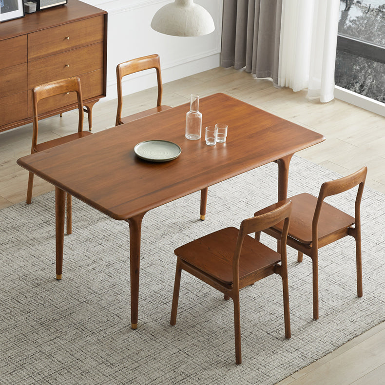 Indoor Solid Wood Dining Side Chair Brown Open Back Dining Side Chair