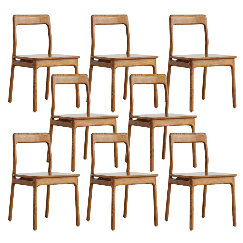 Indoor Solid Wood Dining Side Chair Brown Open Back Dining Side Chair
