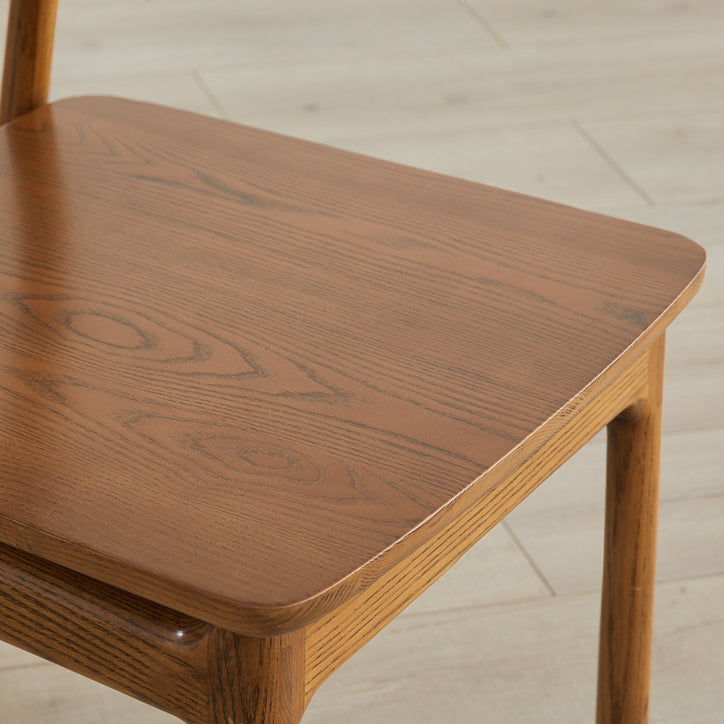 Indoor Solid Wood Dining Side Chair Brown Open Back Dining Side Chair