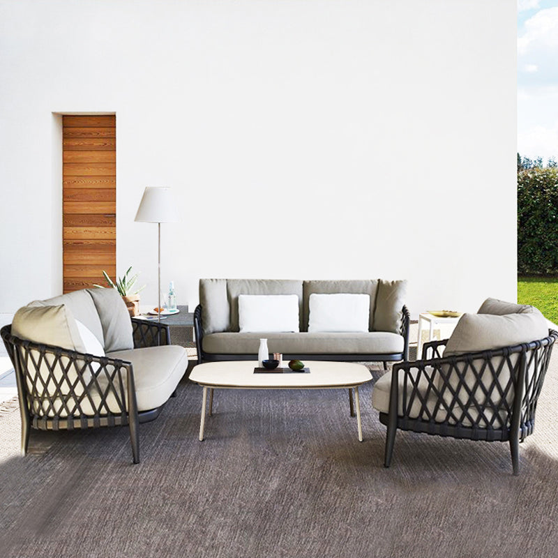 Industrial Metal Frame Outdoor Sofa Water Resistant Patio Sofa