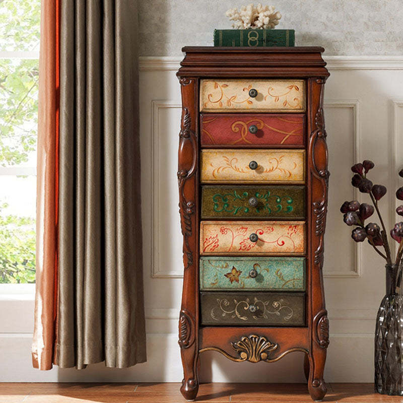 Traditional Vertical Lingerie Chest Wood Storage Dresser for Home