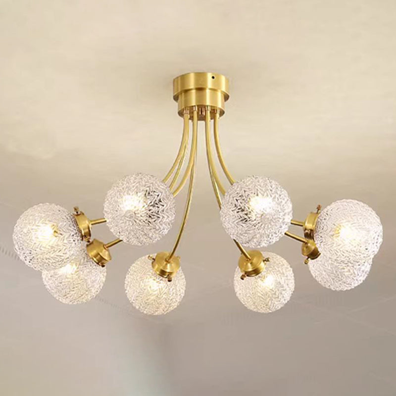 Glass Sputnik Semi Flush Mount Fixture Modern Flush Light Fixture in Gold