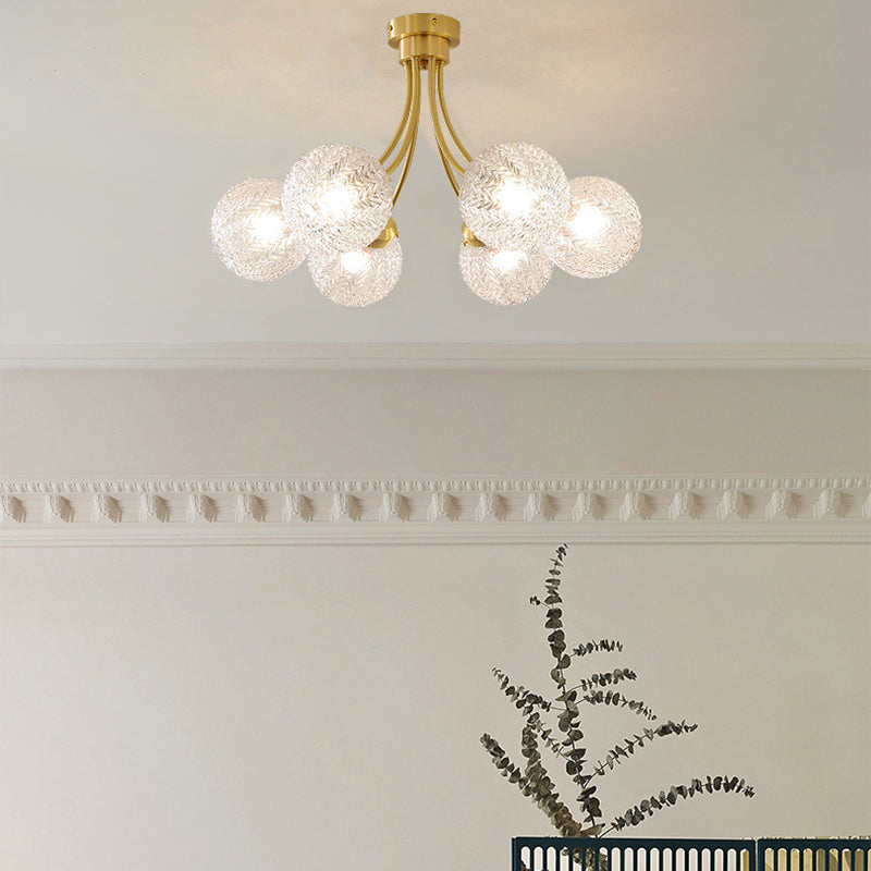 Glass Sputnik Semi Flush Mount Fixture Modern Flush Light Fixture in Gold