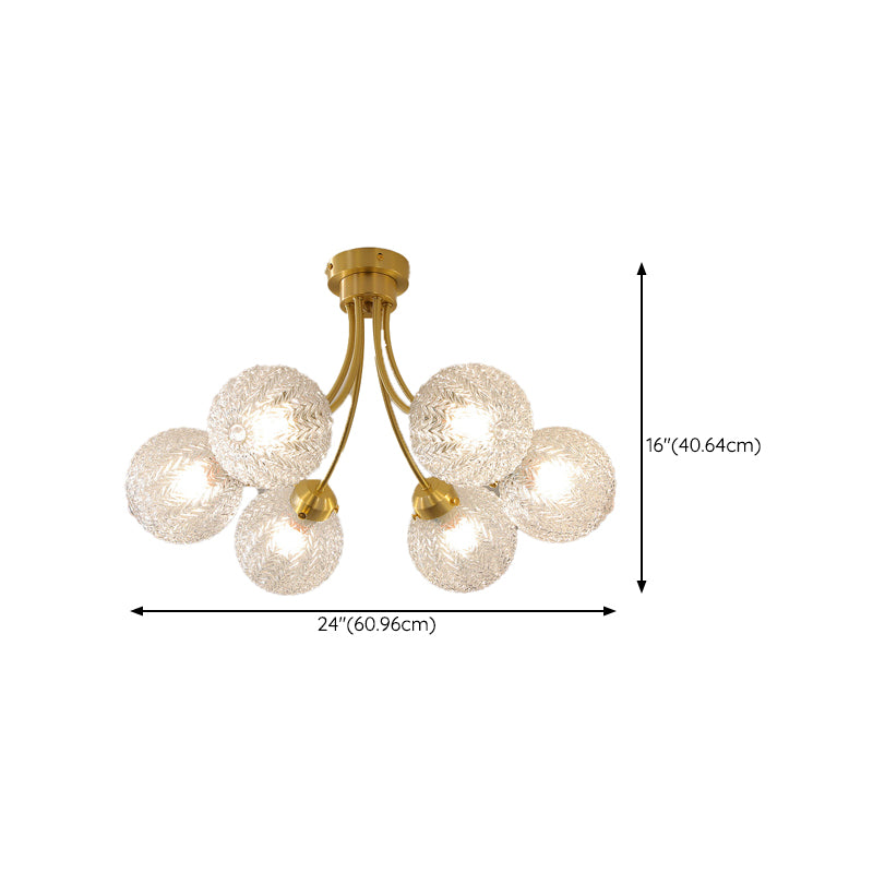 Glass Sputnik Semi Flush Mount Fixture Modern Flush Light Fixture in Gold