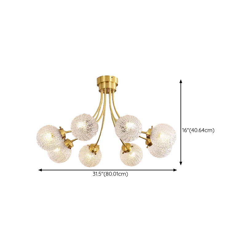 Glass Sputnik Semi Flush Mount Fixture Modern Flush Light Fixture in Gold