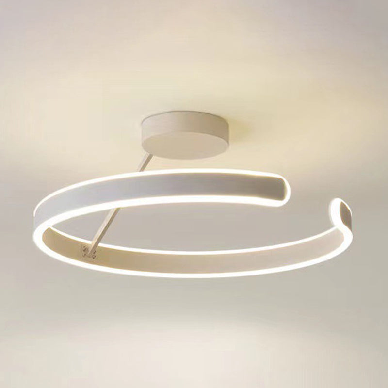 Metal Geometric Semi Flush Mount Fixture Modern Semi Flush Light Fixture in White