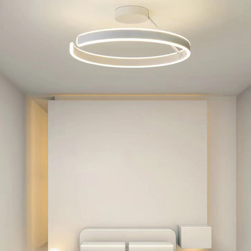 Metal Geometric Semi Flush Mount Fixture Modern Semi Flush Light Fixture in White