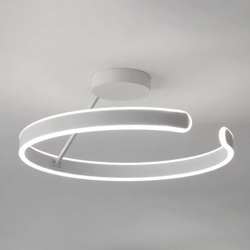 Metal Geometric Semi Flush Mount Fixture Modern Semi Flush Light Fixture in White