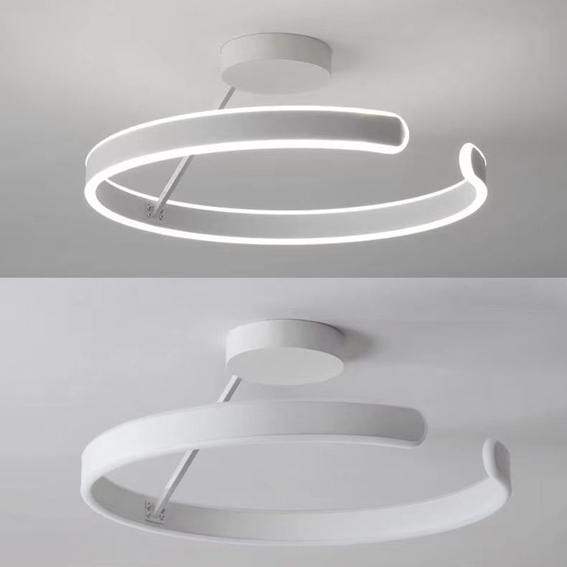 Metal Geometric Semi Flush Mount Fixture Modern Semi Flush Light Fixture in White