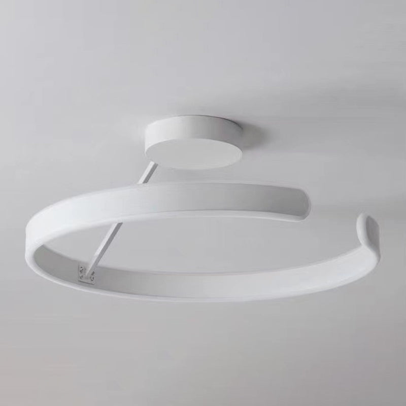 Metal Geometric Semi Flush Mount Fixture Modern Semi Flush Light Fixture in White