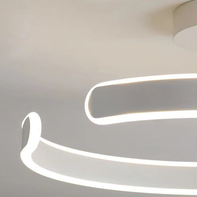 Metal Geometric Semi Flush Mount Fixture Modern Semi Flush Light Fixture in White