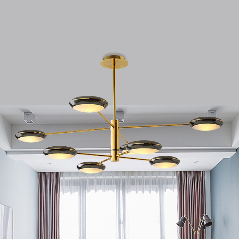 Gold/Black 2-Tier Starburst Chandelier Contemporary 6/8 Lights Metal LED Hanging Ceiling Lamp