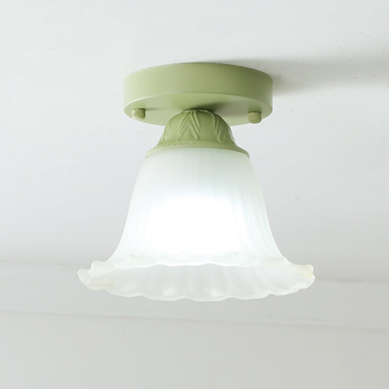 Contemporary Flush Mount Light Green Flush Mount Ceiling Light Fixture with Glass Shade