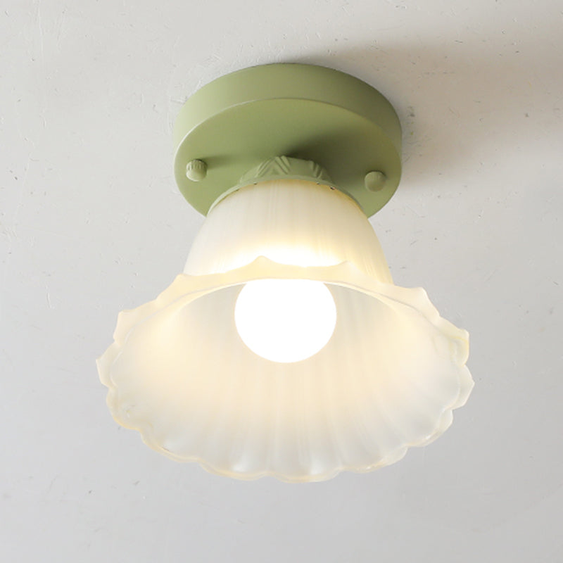 Contemporary Flush Mount Light Green Flush Mount Ceiling Light Fixture with Glass Shade