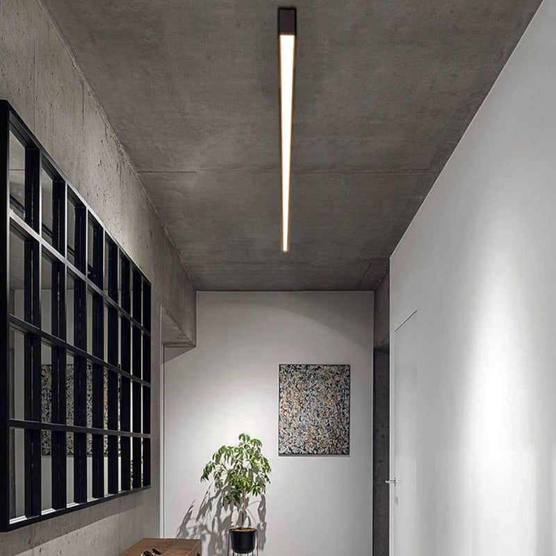 Metal Linear Flush Mount Fixture Modern Flush Light Fixture in Black