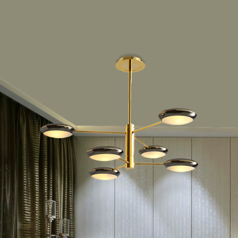 Gold/Black 2-Tier Starburst Chandelier Contemporary 6/8 Lights Metal LED Hanging Ceiling Lamp