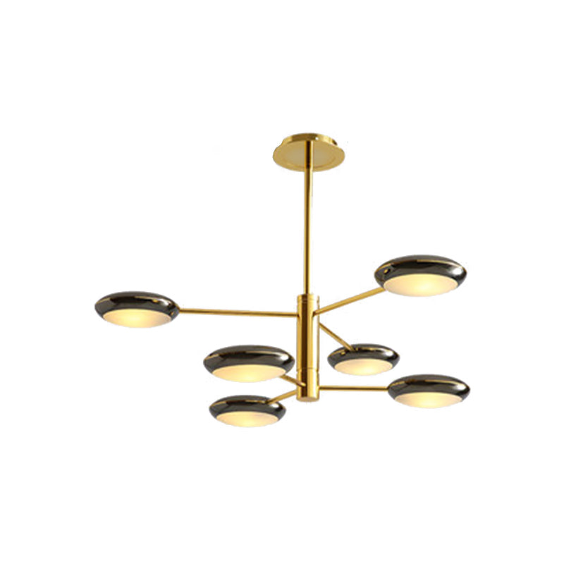 Gold/Black 2-Tier Starburst Chandelier Contemporary 6/8 Lights Metal LED Hanging Ceiling Lamp