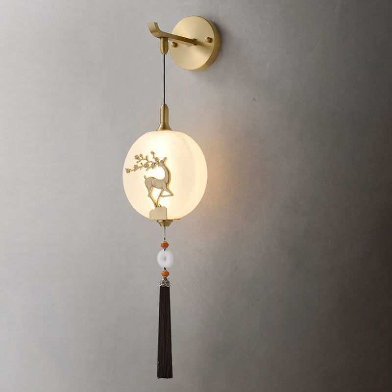 Contemporary White Shade Wall Sconce Lighting Glass Shade Wall Lamp for Living Room