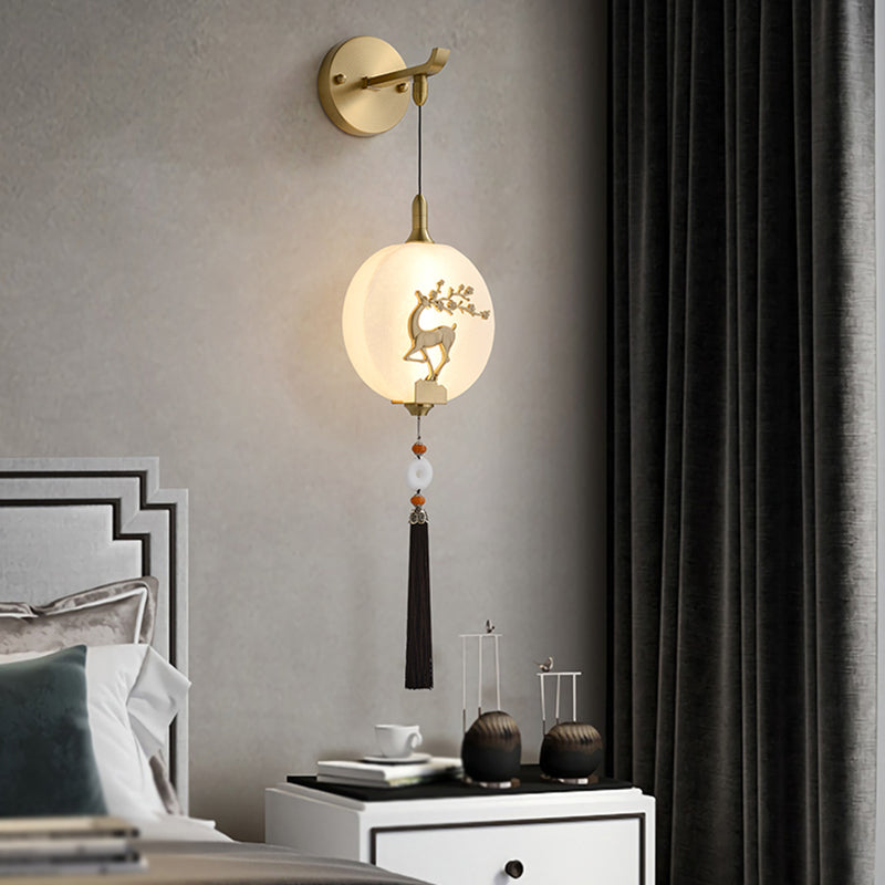 Contemporary White Shade Wall Sconce Lighting Glass Shade Wall Lamp for Living Room